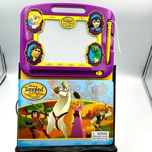 ￼ Disney Tangeled the series book hard pages and magnetic drawing board